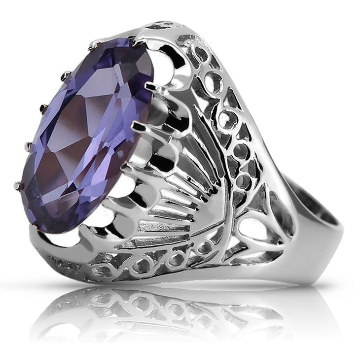 Srebrny pierścionek Rosyjski 925 z Aleksandrytem vrc020s Vintage Wawa