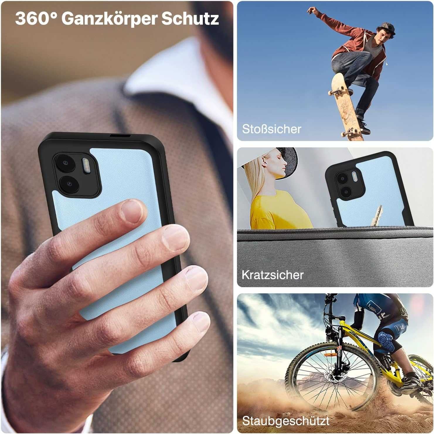 CENHUFO etui 360 do Xiaomi Redmi A1 / A2 4G etui pancerne folia LCD