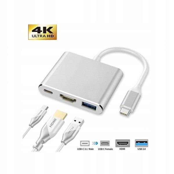 Adapter Kabel usb-c hdmi hub 3w1 usb typ c usb full hd mhl 4k xshop