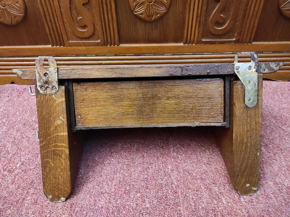 Drewniana Półka z szufladą na klucze 40 cm,