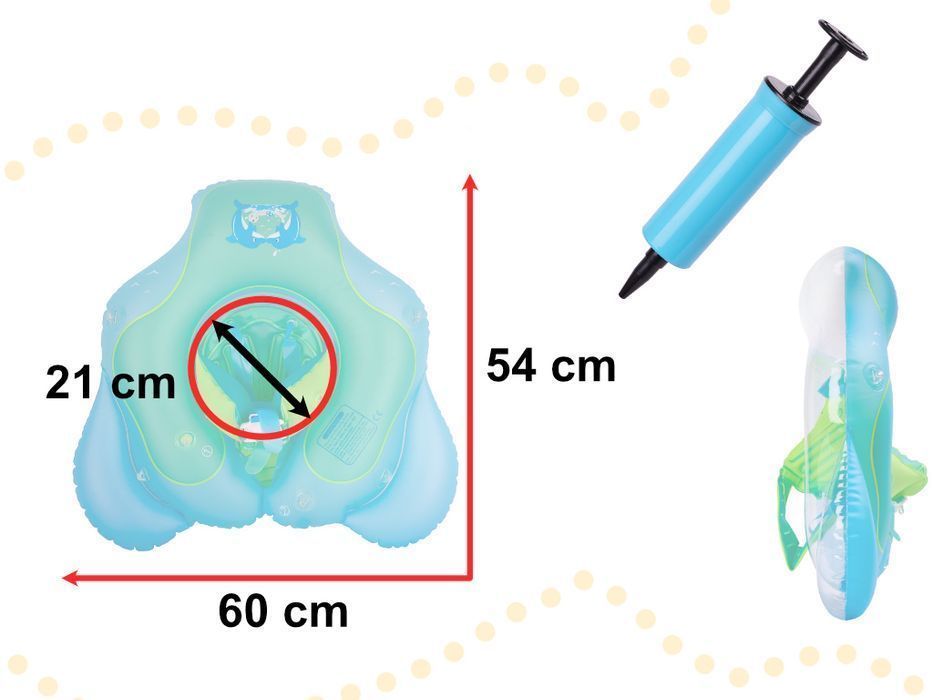 Kółko do pływania z siedziskiem daszkiem niebieskie max 11kg 6-30mies.