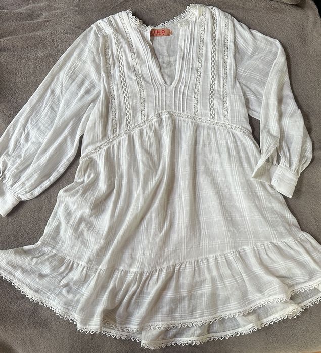 Sukienka tunika Rino & Pelle M zwiewna letnia koronka biała Oversize