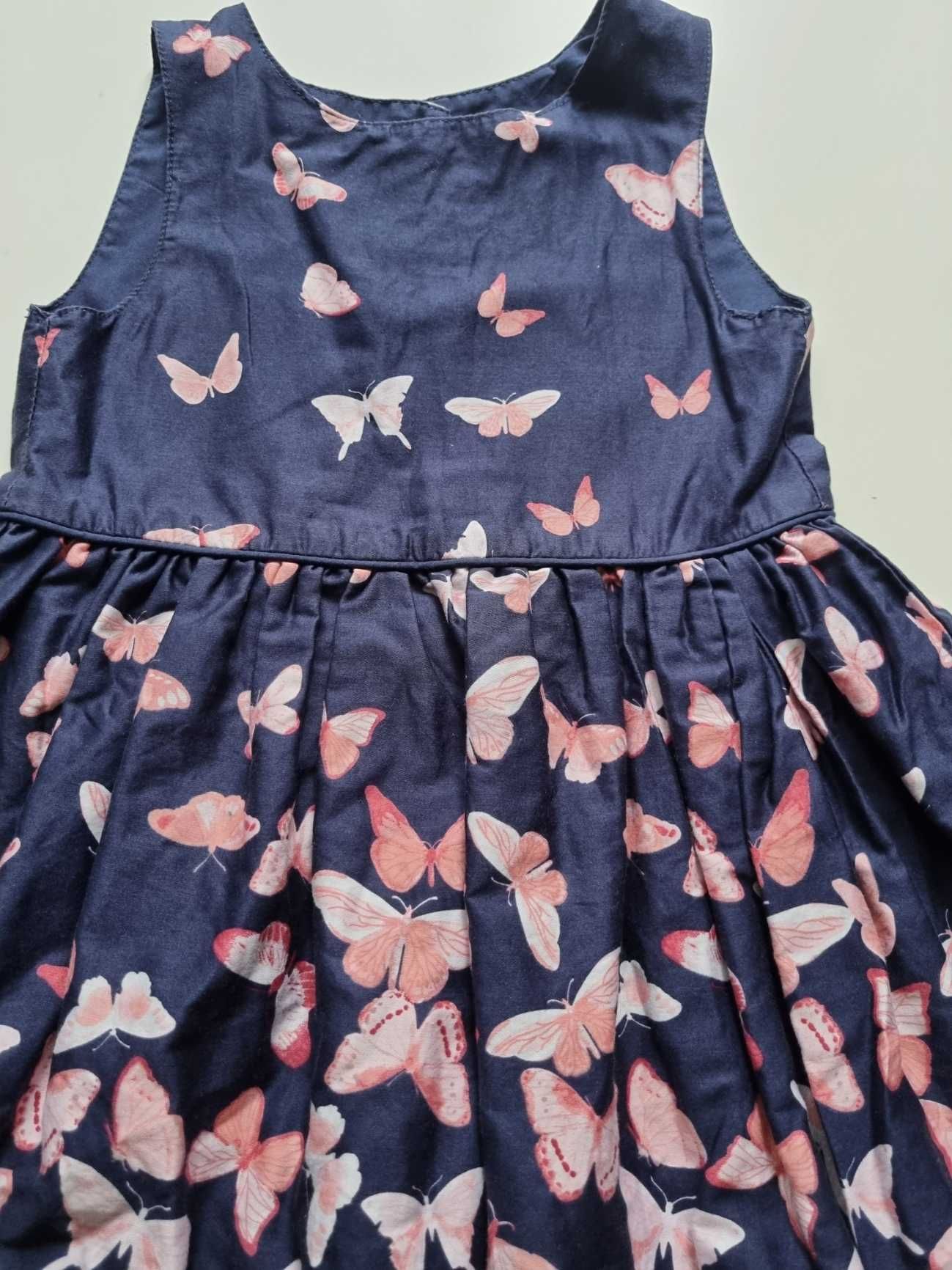 Piękna, elegancka sukienka w motyle, na impreze, komunie  - r. 104