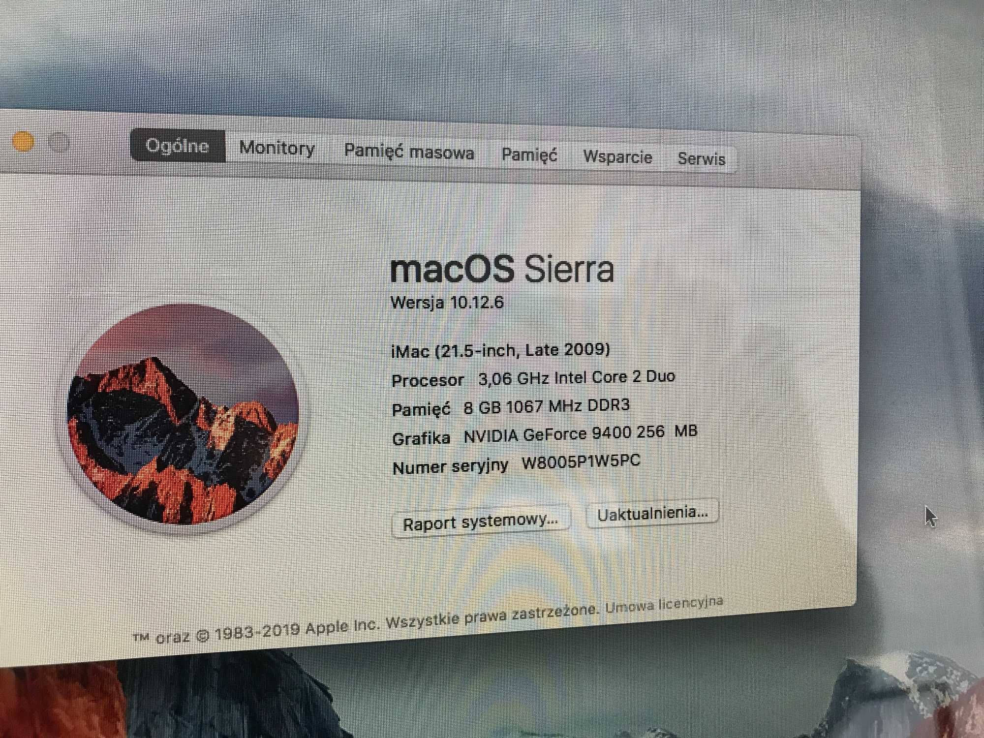Komputer iMac Apple 21,5 cala 3,06 GH 8gb ram