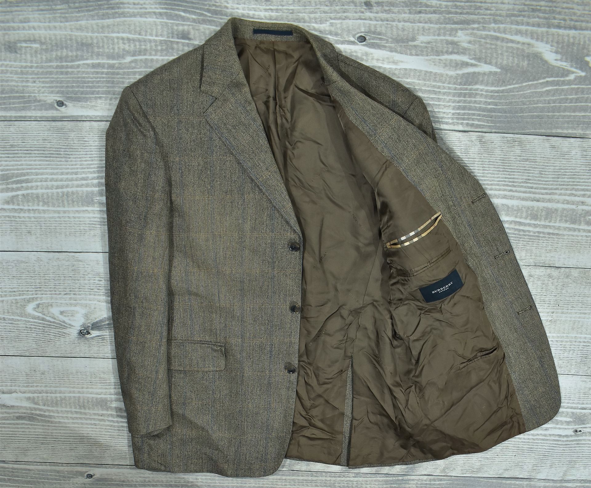 Burberry Wełniana Marynarka Męska Jodełka 26 52