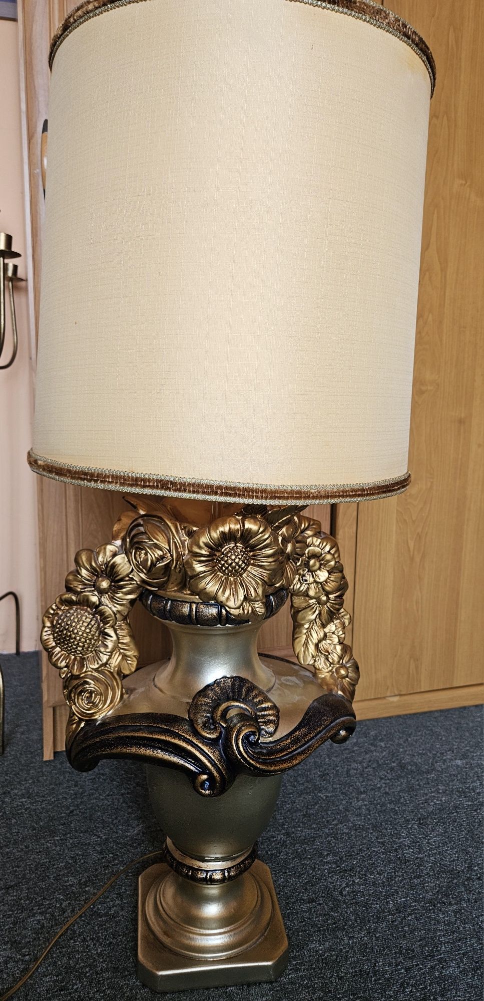 Lampa podłogowa stojąca, Vintage,  stojak gipsowy wysokosc Ok 90cm