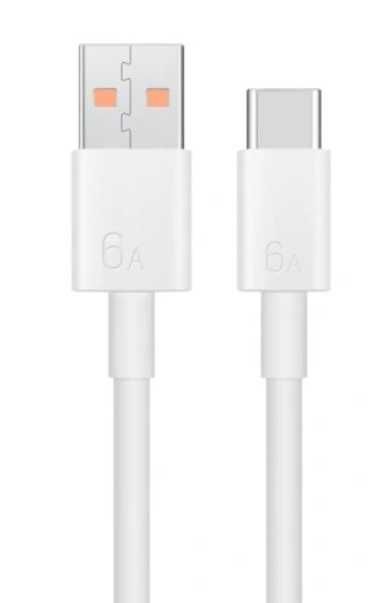 Kabel USB-USB typ C 6A superładowanie 66W 1m bialy Huawei Oppo Realme