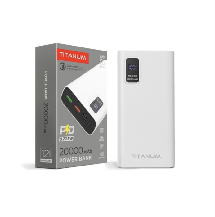 Павербанк Titanium 20000 mAh TPB-727S 22.5W QC+PD white