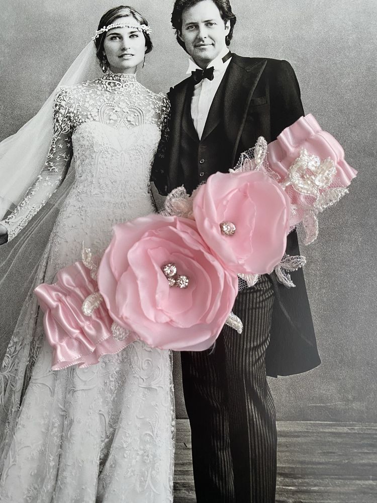 Podwiązka ślubna różowa