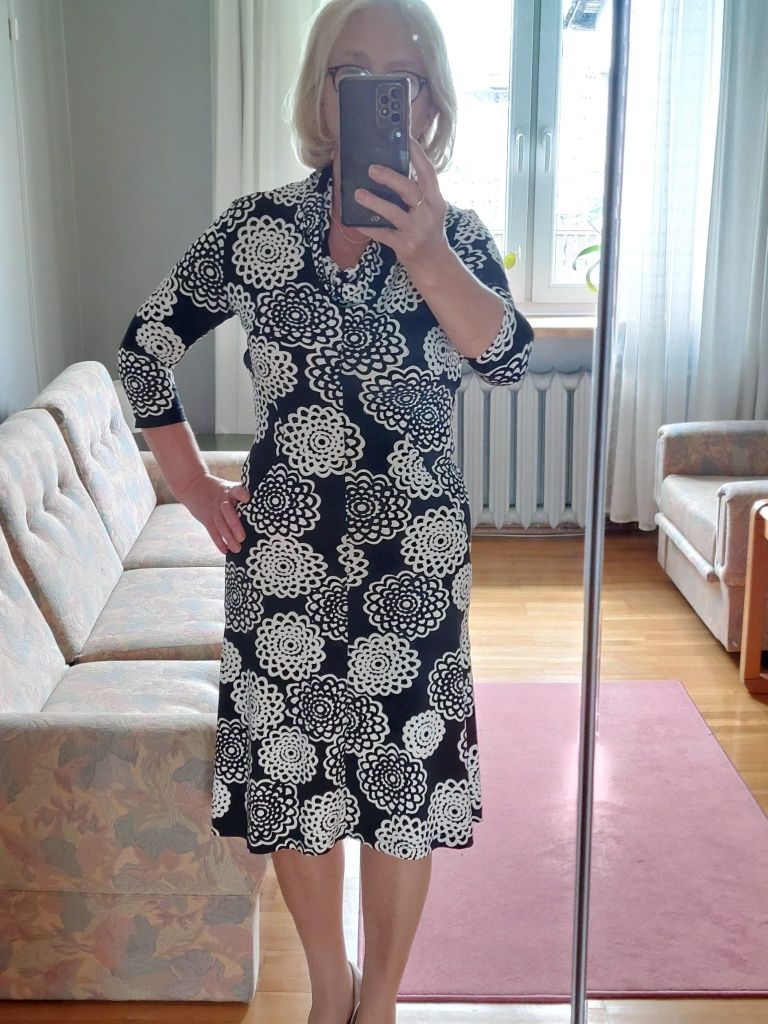 Biało-czarna sukienka. Taifun Collection. Rozmiar M