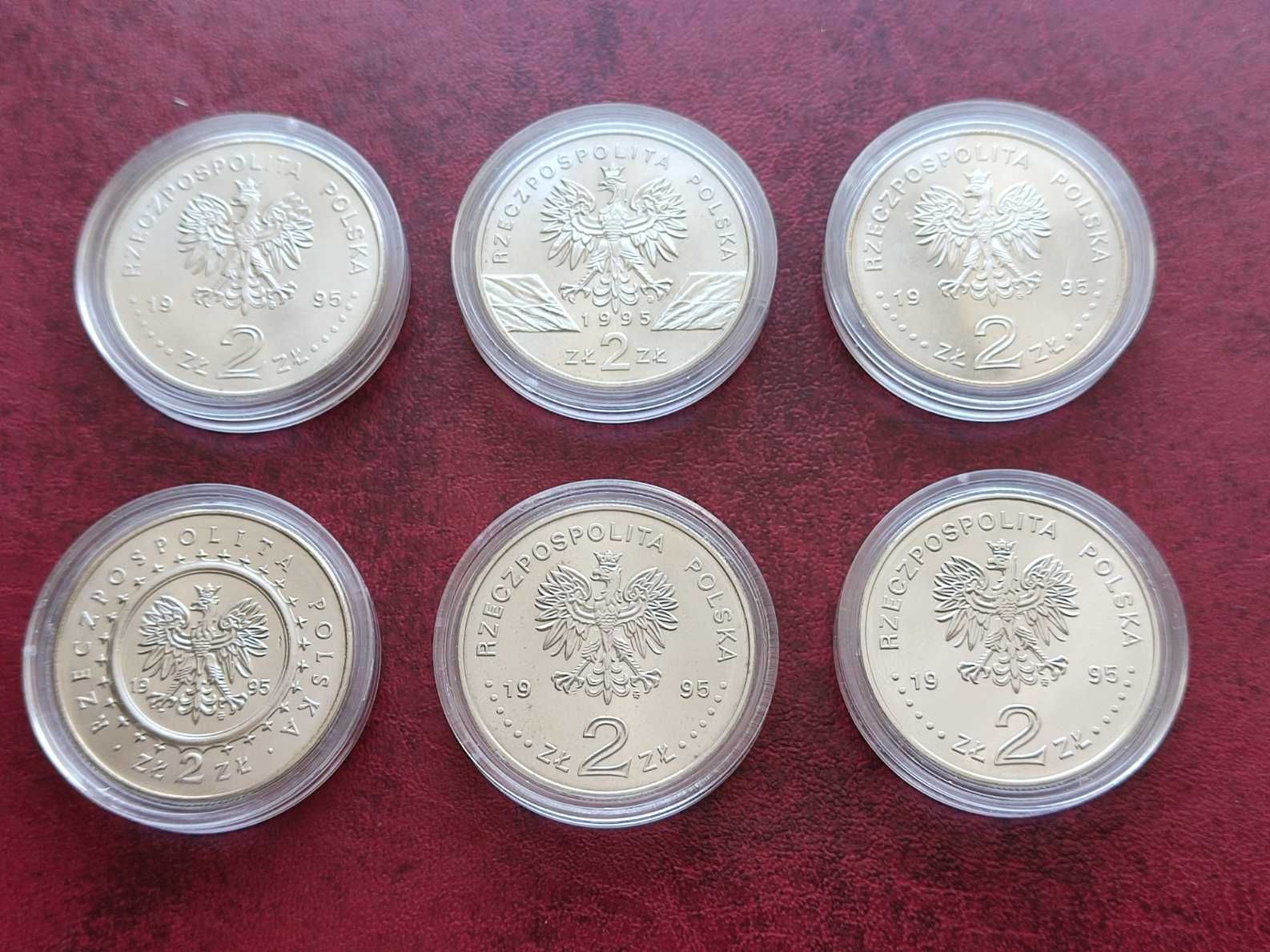 Monety 2 zł 1995r - 6szt (komplet,mennicze)