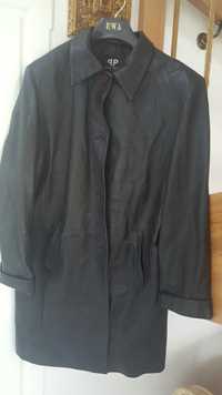 Skórzany czarny płaszcz włoskiej firmy VERRA Pękła r. Xl/ xxl