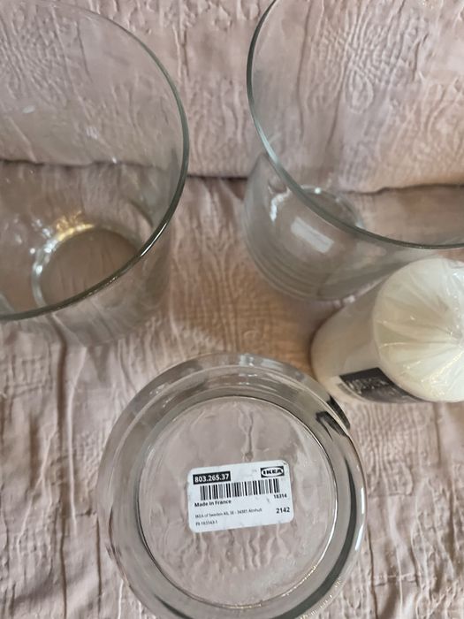 Wazon/ Świecznik + świeca biała Ikea