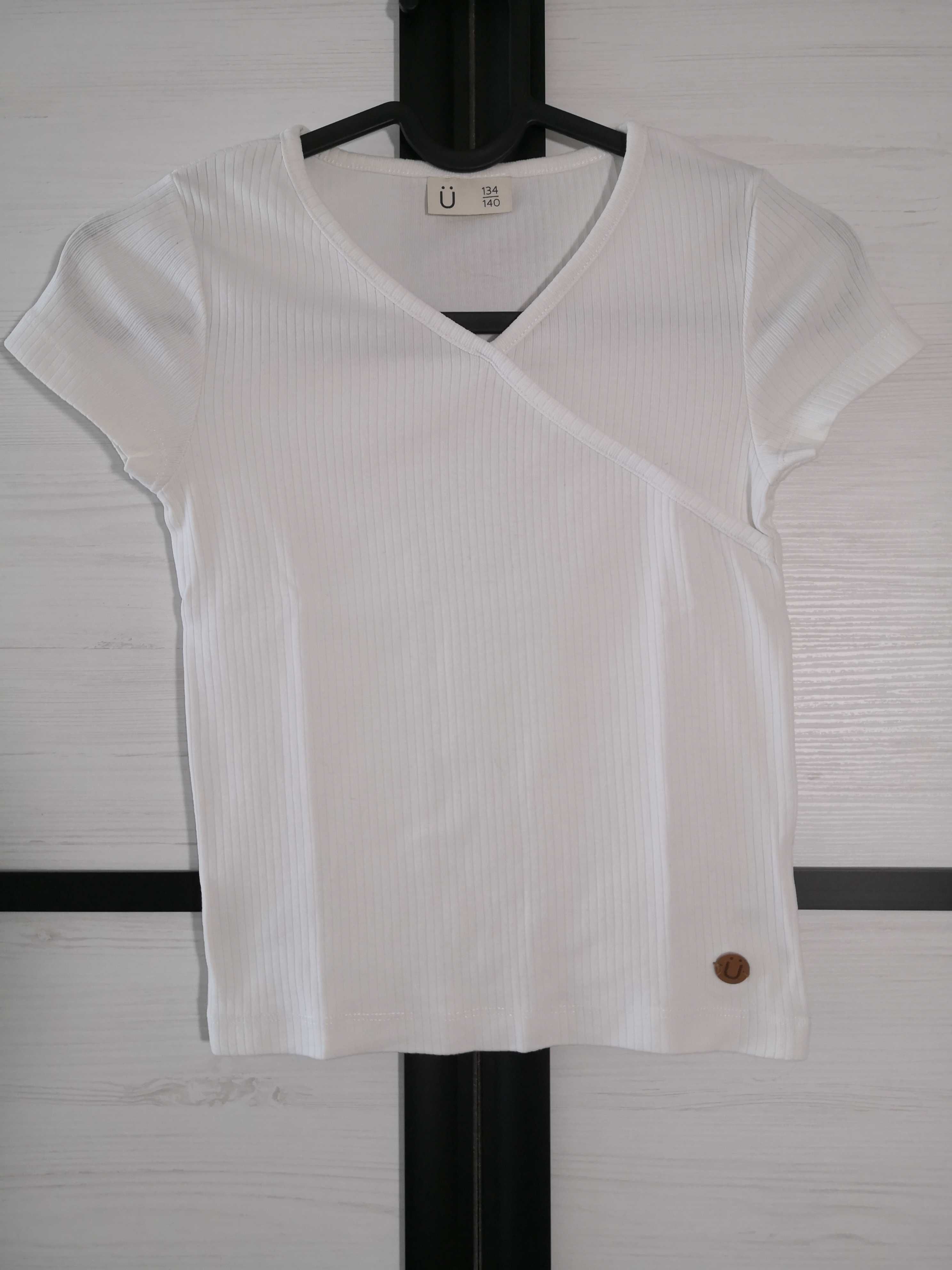 Dziewczęca biała bawełniana bluzeczka rozmiar 134/140 cm Kappahl