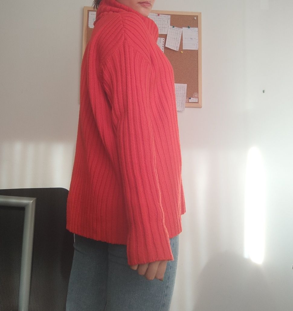 Sweter czerwony S H&M oversize