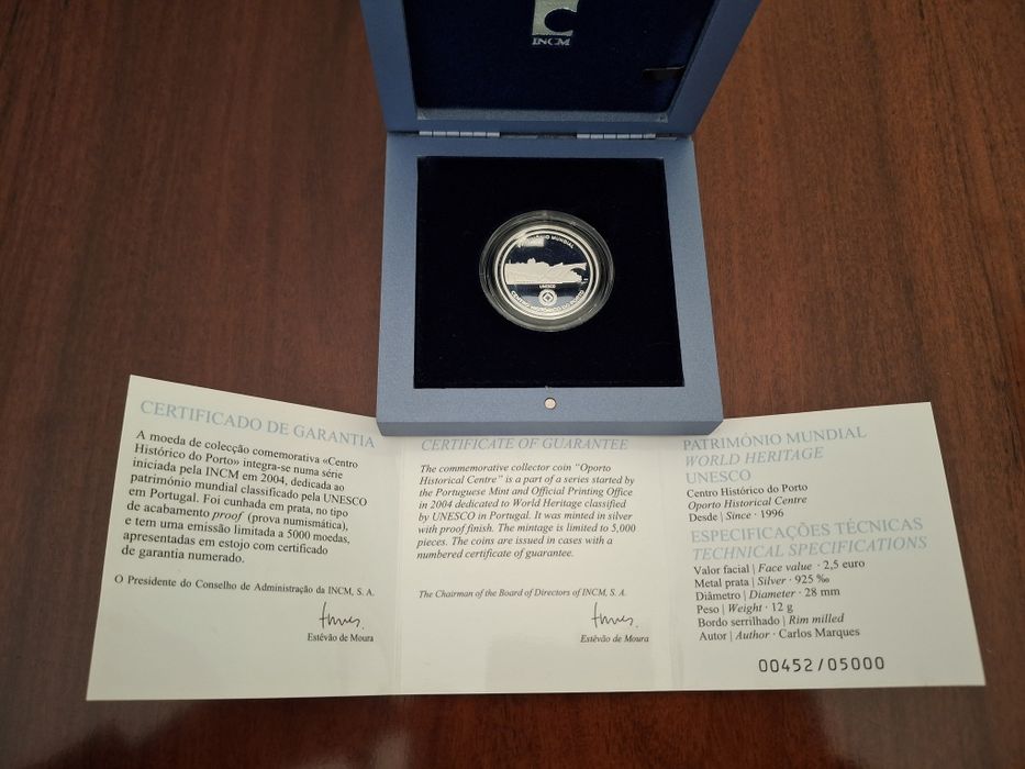 Moeda Prata Proof Centro Histórico do Porto