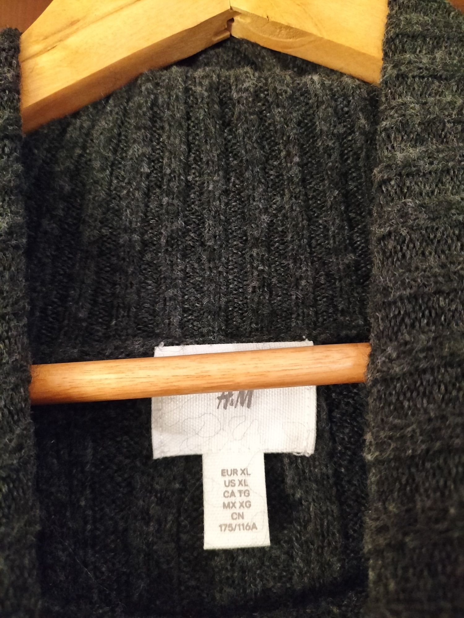 Sweter w prążki z golfem ciepły oversize wełna h&m