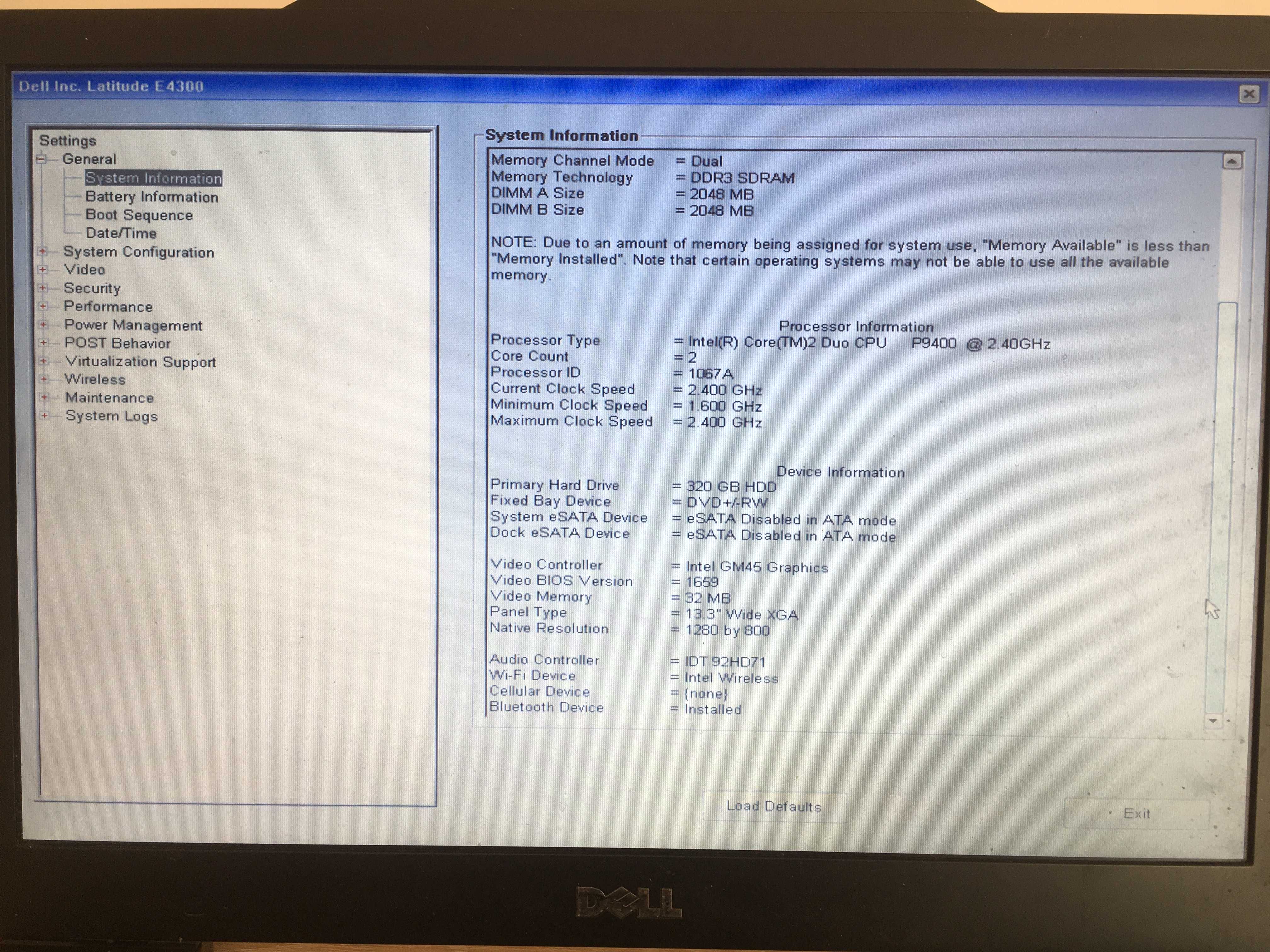Laptop Dell Latitude E4300, Intel Core 2 Duo P9400, 4/320GB