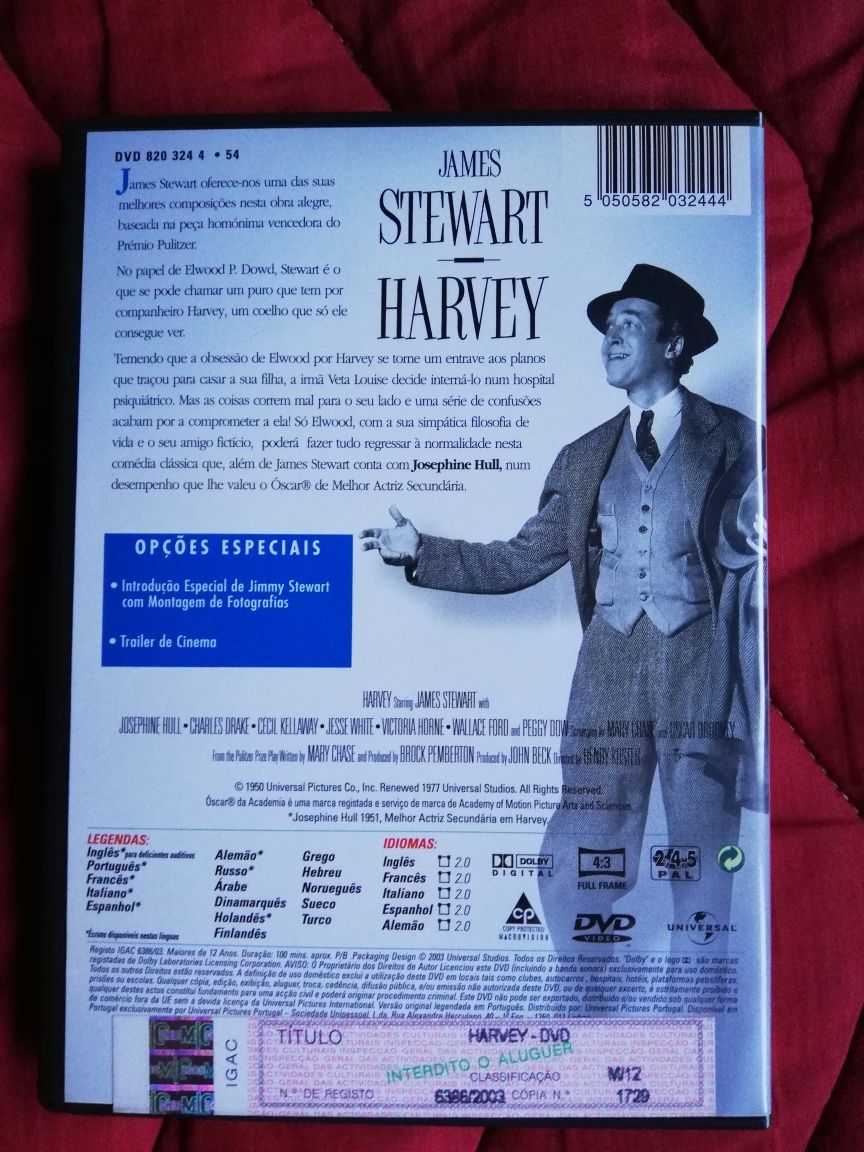 Dvd do filme clássico "Harvey", James Stewart (portes grátis)