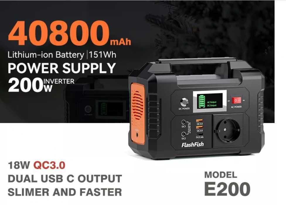 Зарядна станція FLASHFISH E200(200W, 40800 мАг, 220В)