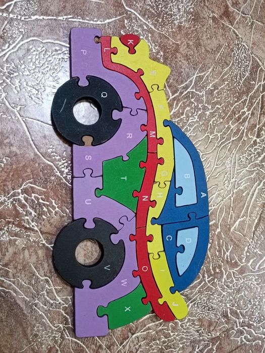 Деревянный пазл алфавит цифры