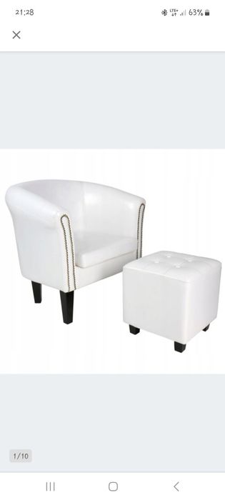 Fotel bialy z dostawka