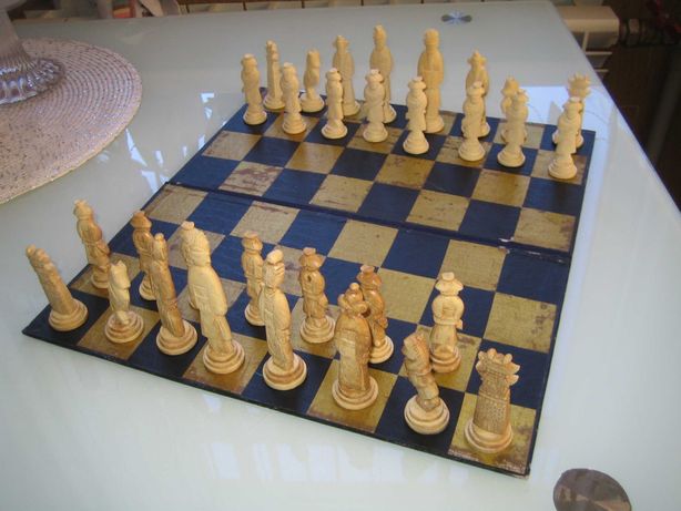 старинные шахматы слоновая кость доска 31х35