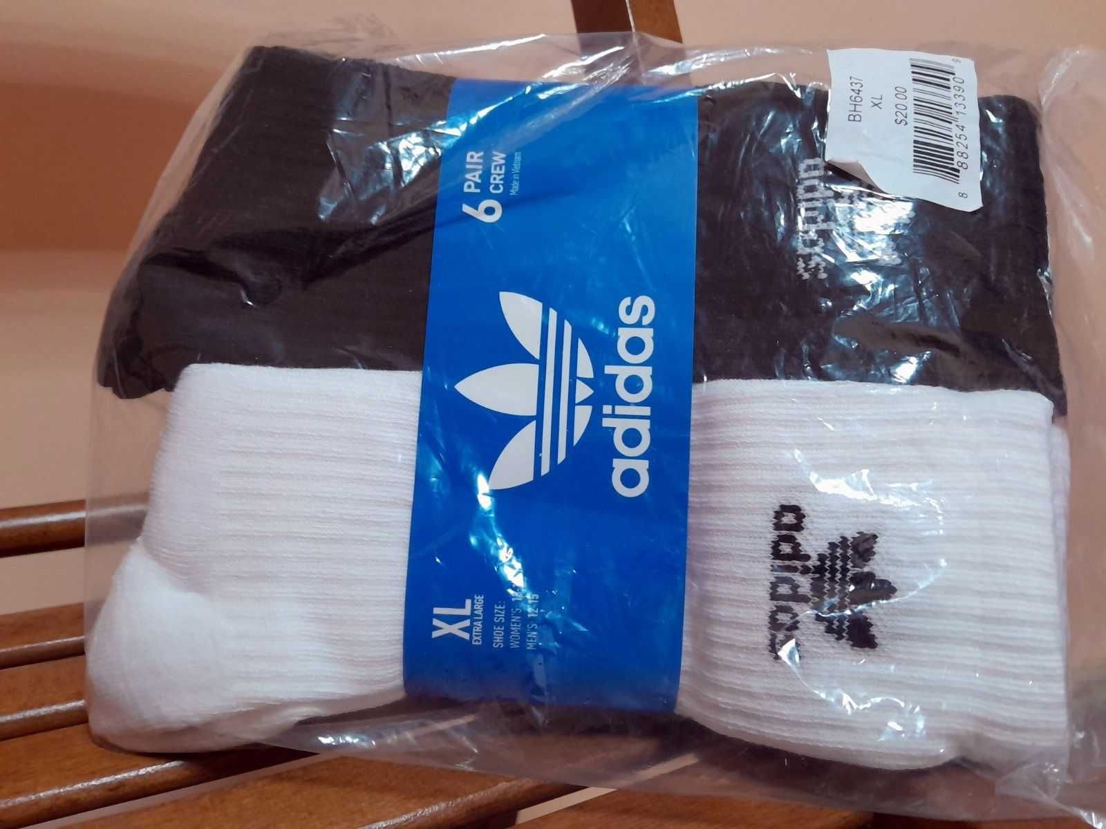 Носки мужские высокие ADIDAS, 6 штук, размер ХL, шкарпетки чоловічі.