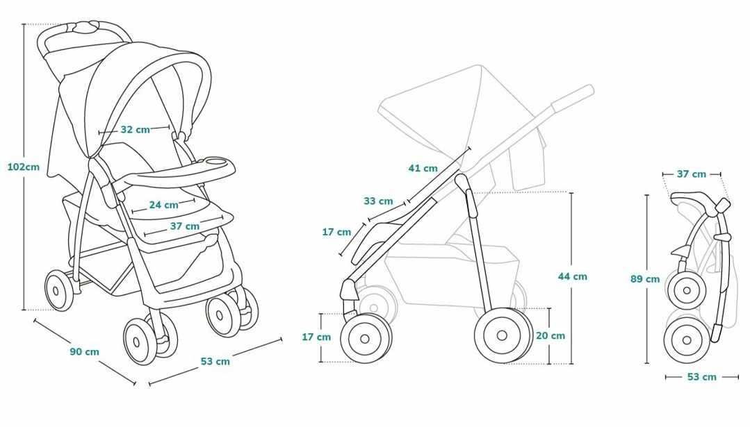 WÓZEK Spacerowy LEKKI Składany Duże Koła + TORBA Lionelo Emma