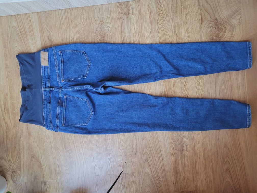 Jeansy denim h&m mama M 38 spodnie długie ciążowe rurki denimowe