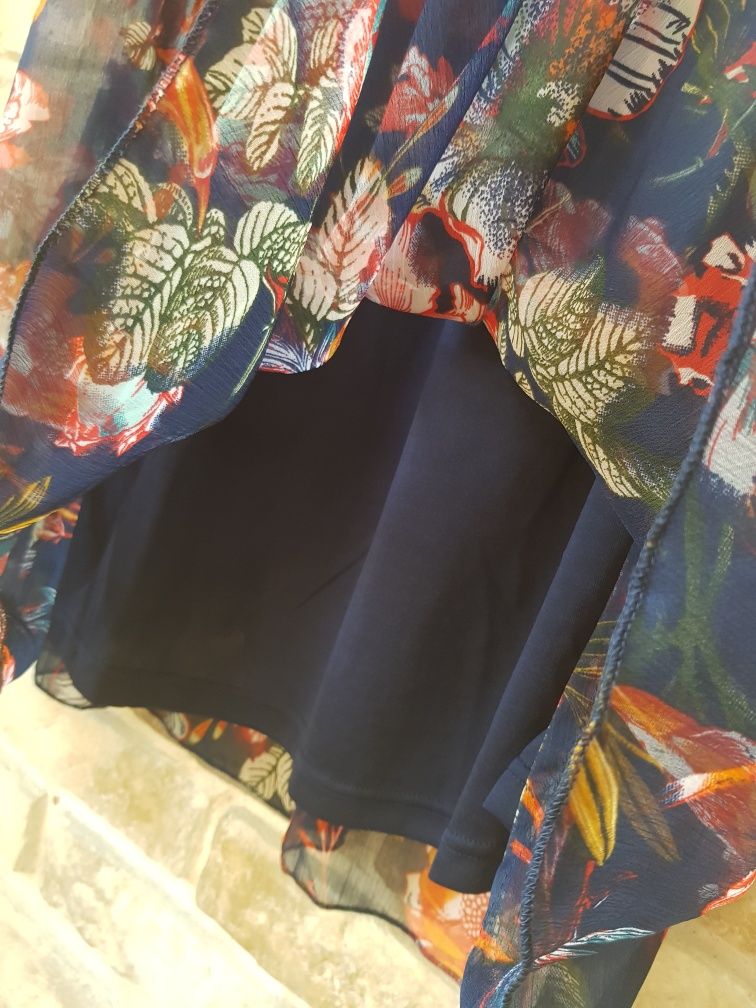 Piękna elegancka sukienka wiosna jesień maxi w kwiaty M L