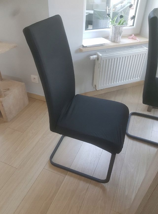Pokrowce na krzesła czarne uniwersalne elastyczne 6 szt