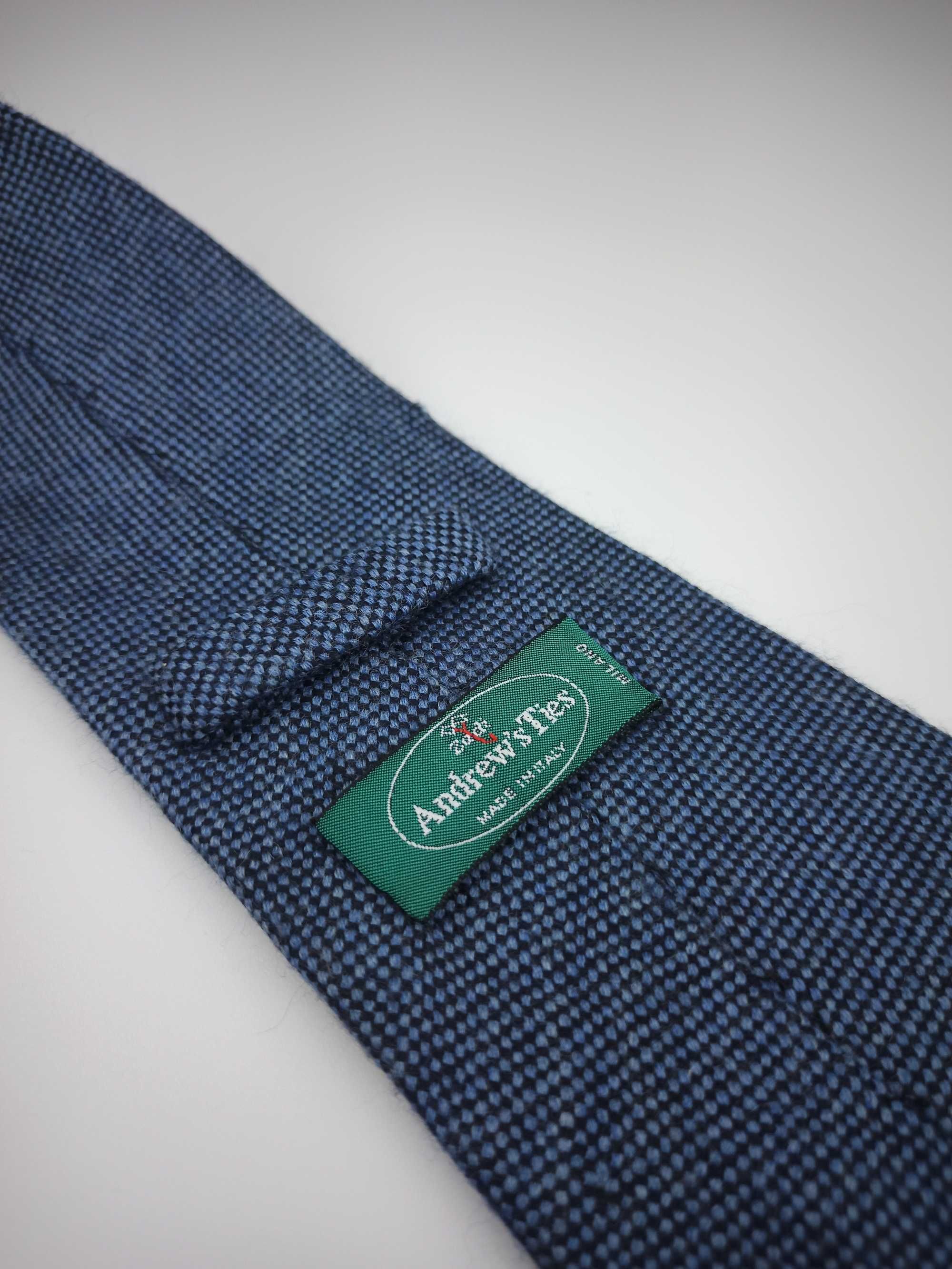 Andrew's Ties niebieski wełniany krawat gładki wel02