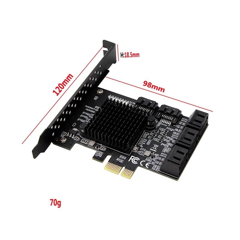 Placa de expansão PCI-E SATA III, 6Gbps 8 portas