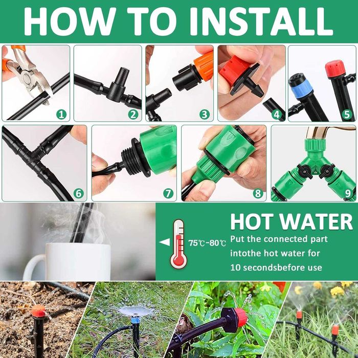 281 Częściowy System Nawadniania Kropelkowego Szklarnia Ogród 45M+15M