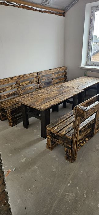 Вуличні садові меблі з піддонів. Лавка. Диван. Стіл. Журнальний стіл.