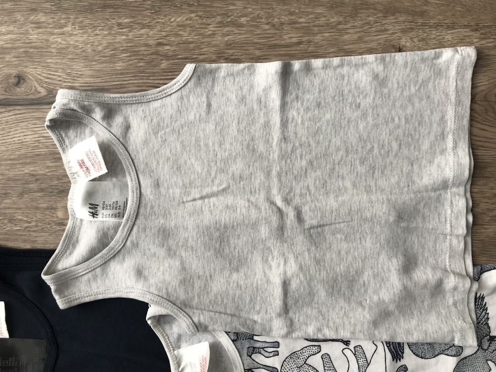 Bawełniane koszulki podkoszulki topy 3-pak H&M 98-104 cm 3/4 lata