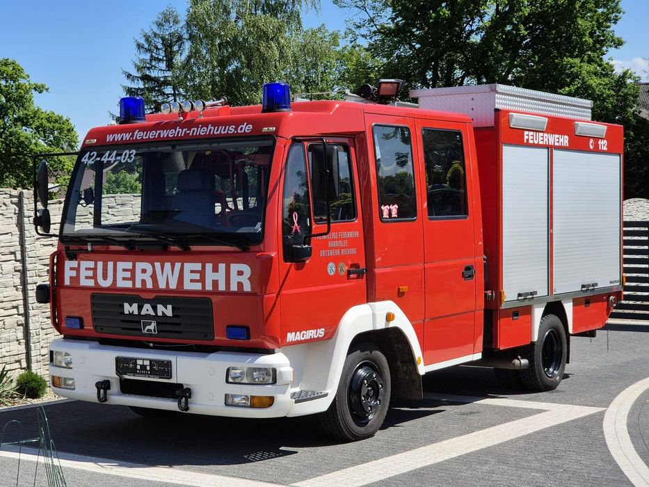 MAN L2000 Magirus Pożarniczy Strażacki  STRAŻ Blokada Mostu EuroFire Szybkie Natarcie Maszt Oświetleniowy