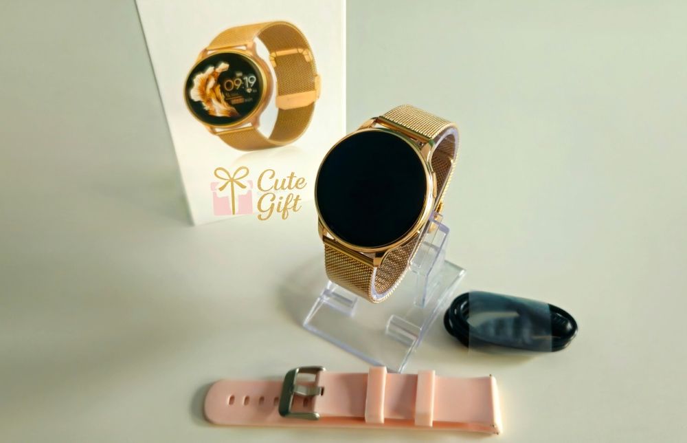 Piękny i Stylowy Smartwatch Zegarek Damski Złota Bransoletka