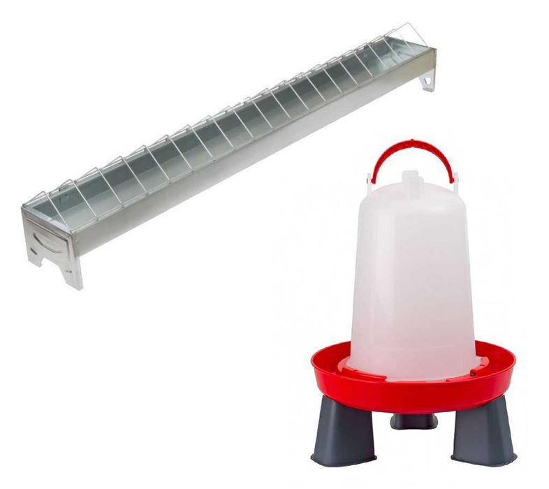 Zestaw Korytko Metalowe 100Cm I Poidło 6L Na Nóżkach