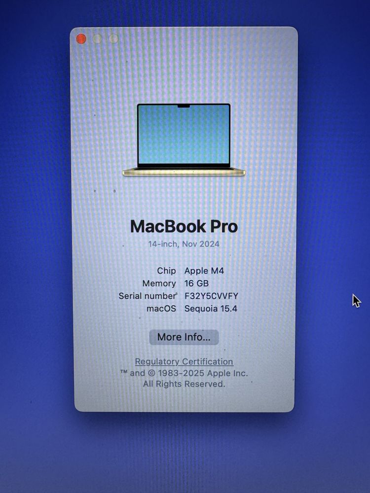 Macbook pro m4 512gb, 10gpu 10 cpu, 16gb