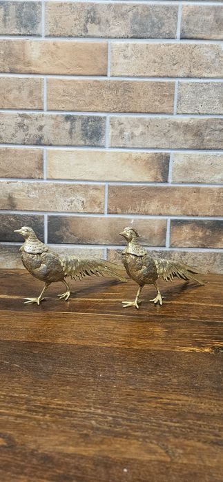 Bażanty figura, rzeźba, styl myśliwski Mosiądz prezent na święta