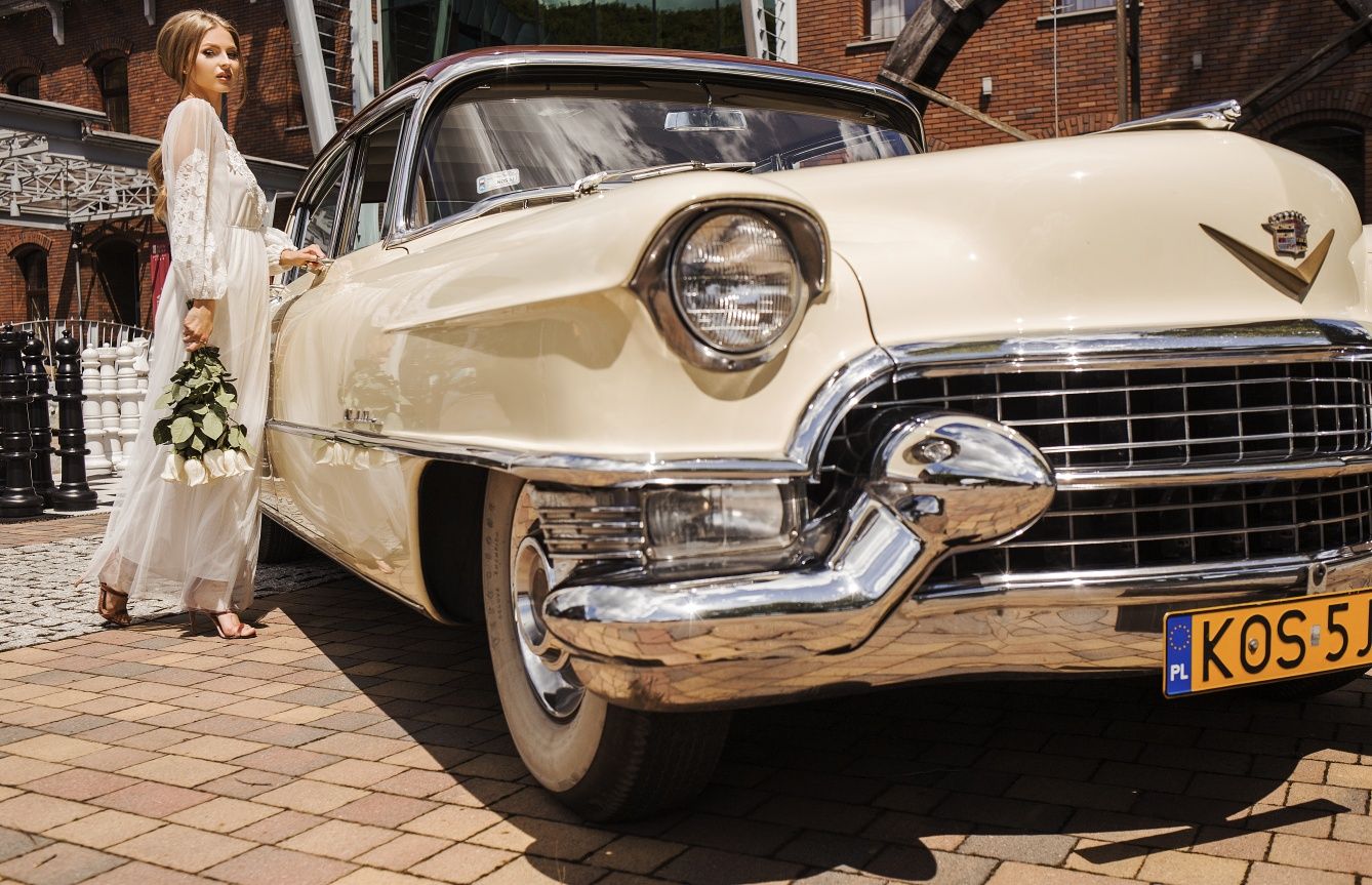 Cadillac z 1955, 1959 zabytkowy do ślubu samochód auto wynajem