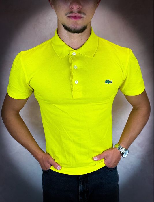 Nowa Stylowa Żółta Męska Polo T-shirt «Lacoste» Koszulka / XS