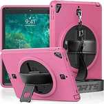 Etui Obudowa Case na Tablet iPad 10.2/2019/2020 z Paskiem Czarny Różow