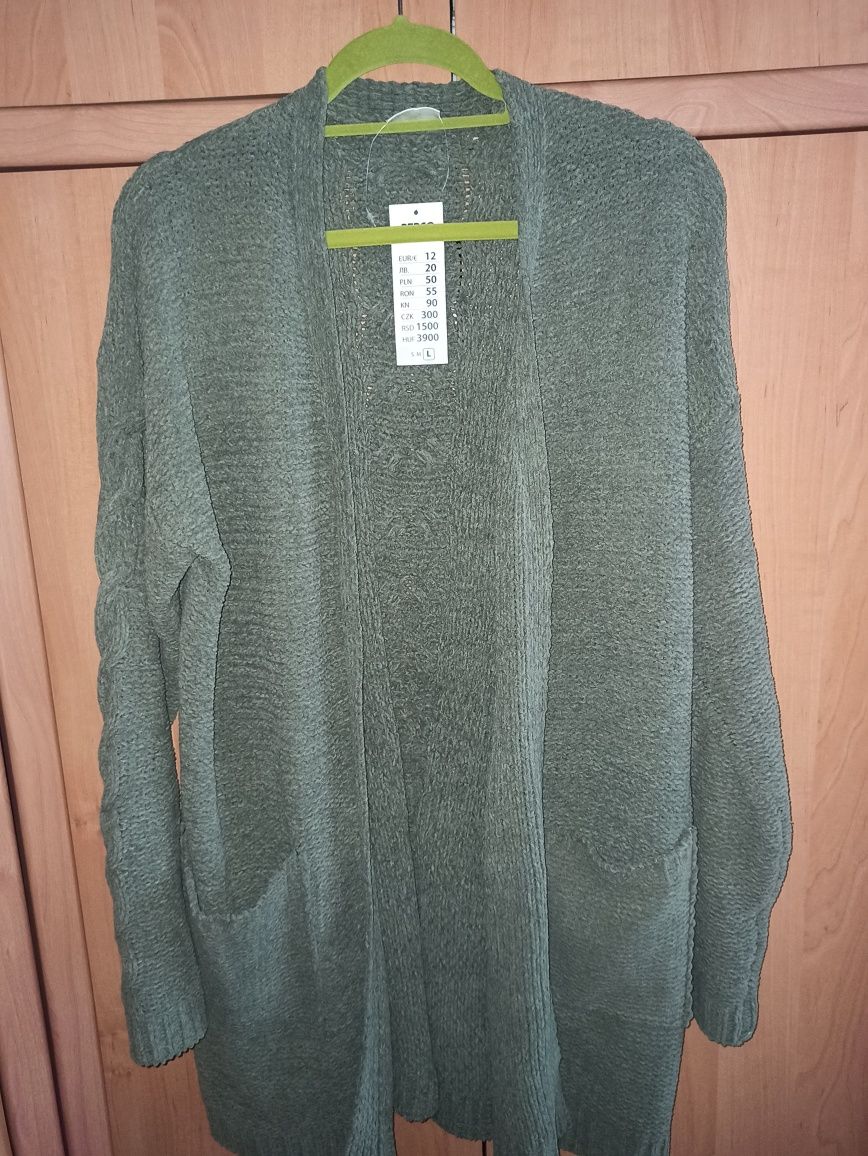 kardigan, sweter damski zielony/khaki L/XL