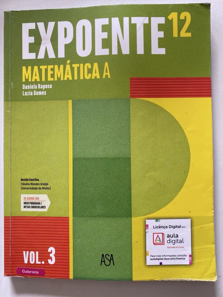 Manuais e caderno fichas Matemática Expoente 12Ano