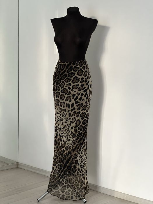 Шифонова максі спідниця з леопардовим принтом, розмір S