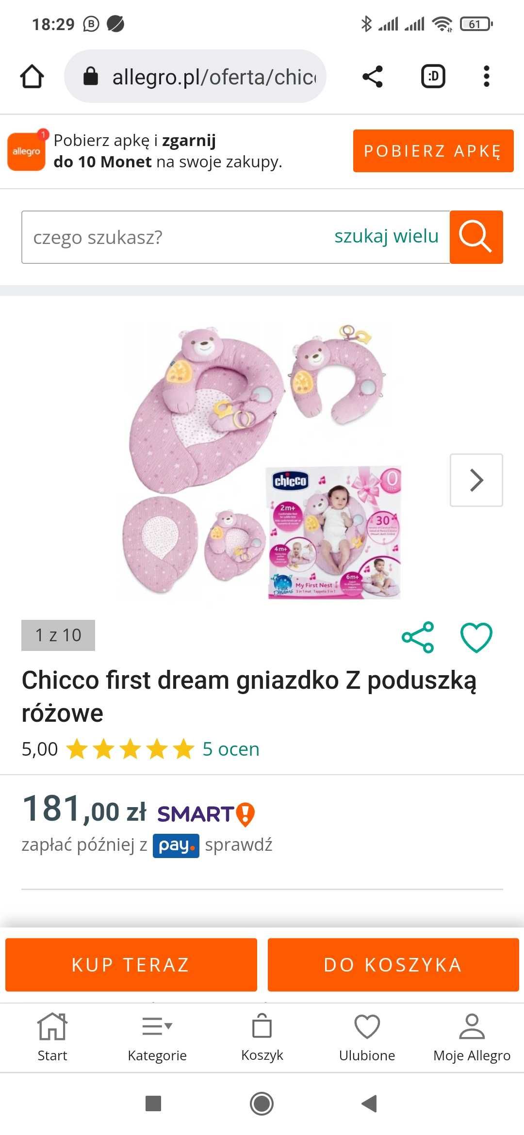 Gniazdko z poduszką Chicco first dream