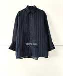 Koszula Massimo dutti 34 XS granatowa navy lniana pionowe paski